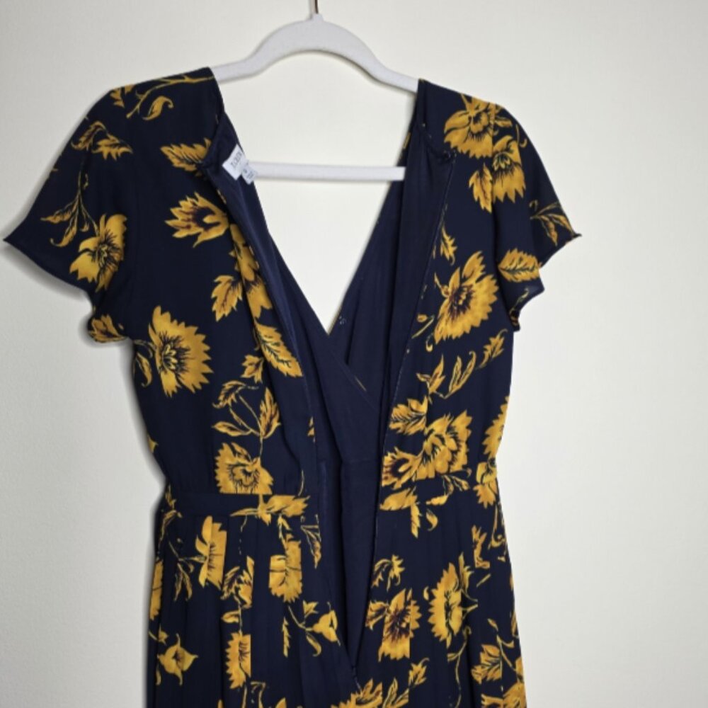 J Crew Floral Dress Cap Sleeve Navy Yellow Womens Size 0 Chic Bloomcore Feminine - Picture 4 of 15